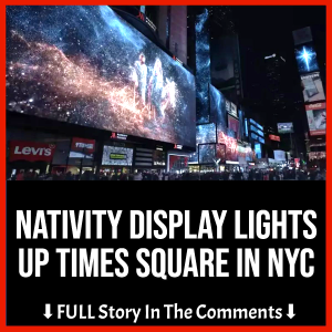 Nativity Display Lights up Times Square in NYC