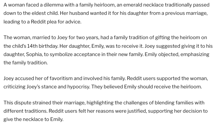 Greedy Dad Wants His Daughter to Inherit His Wife’s Family Necklace Intended for His Stepdaughter