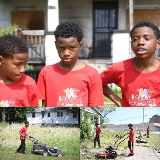 Kid brothers start their own business mowing dozens of lawns in their community