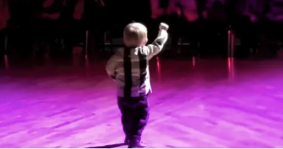 When a toddler hears his favorite Elvis song, he rushes to the dance floor, making the King PROUD.