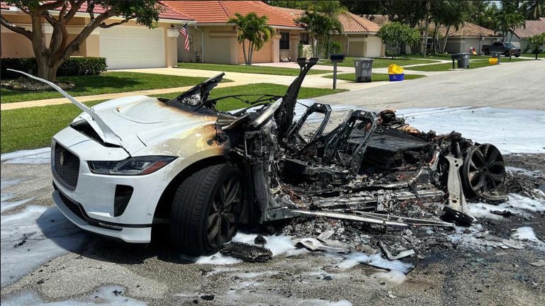 Electric Jaguar Catches Fire After Loud Pop