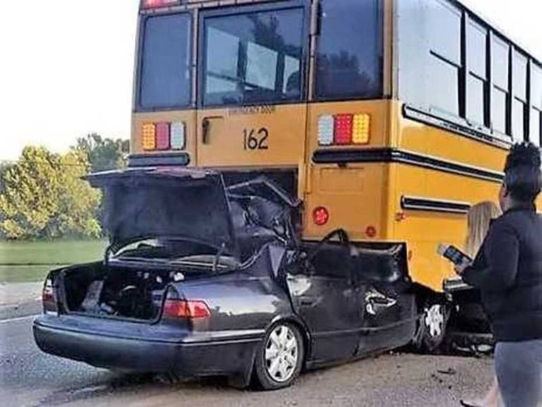 Teenager dies after crashing into school bus; then police find what she was holding