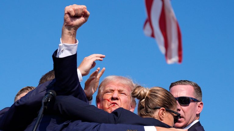 Gunshots reportedly fired at Donald Trump rally – as former president rushed off stage